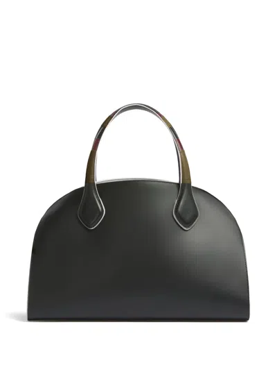 Marni Contrast Edges Leather Shoulder Bag In Black