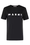 Marni Contrast Logo Crew Neck T-shirt In Black