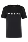 Marni Contrast Logo Crew Neck T-shirt In Black