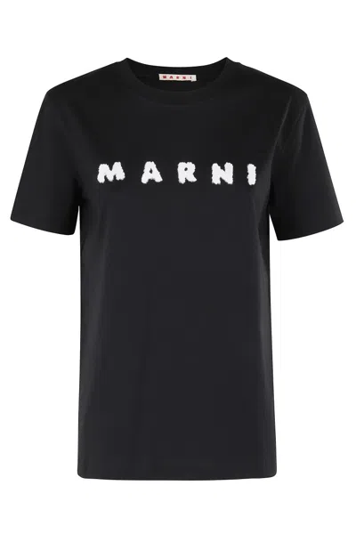 MARNI CONTRAST LOGO CREW NECK T-SHIRT