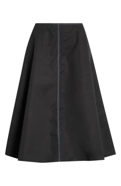 Marni Contrast Stitch Cotton A-line Skirt In Black