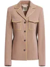 Marni Contrast-stitching Logo-embroidered Blazer In Neutrals