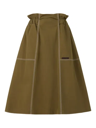 Marni Contrast-stitching Midi Skirt In Green