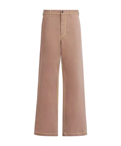 Marni Contrast-stitching Wide-leg Trousers In Nude