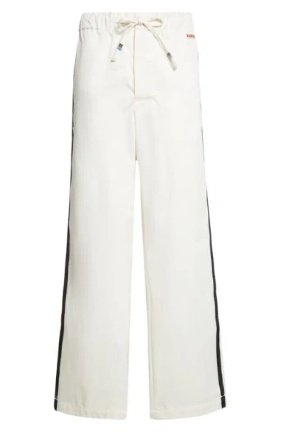 Marni Contrast Stripe Cotton Wide Leg Track Pants In Multi