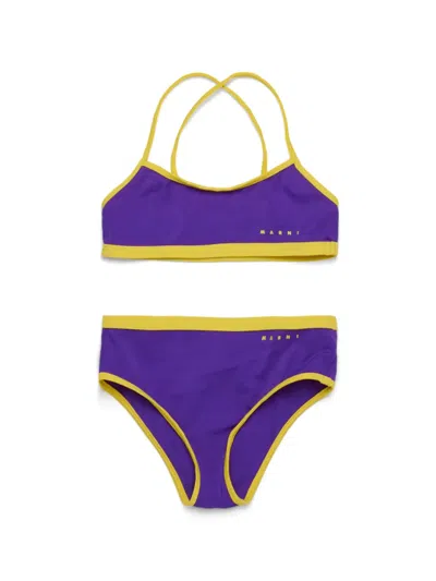 Marni Kids' Contrast-trim Bikini In Violet