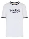 Marni Crew Neck T-shirt With Front Logo And Ribbed Accents In White