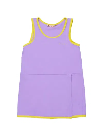 Marni Kids' Contrast-trim Swimsuit In Purple