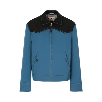 Pre-owned Marni Contrast Yokes Gabardine Jacket 'turquoise' | Blue | Men's Size 48