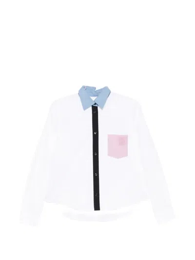 Marni Contrast-collar Patch-pocket Shirt In White