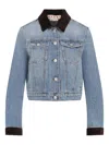 Marni Deep Blue Cotton Washed Bull Denim Trucker Cropped Jacket In Blue