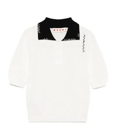 MARNI WHITE COTTON POLO SHIRT WITH MARNI SYMBOL