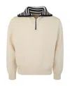 Marni Contrasting-collar Ribbed Jumper In Nude