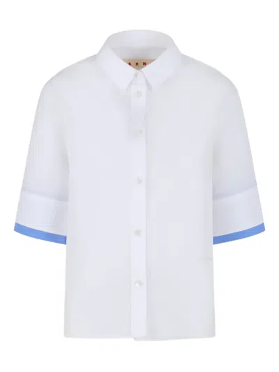 Marni Contrasting-cuffs Shirt In White