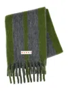 Marni Contrasting Double Stripe Rectangular Scarf In Green