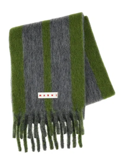 MARNI CONTRASTING DOUBLE STRIPE RECTANGULAR SCARF