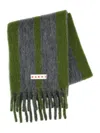 Marni Contrasting Double Stripe Rectangular Scarf In Green