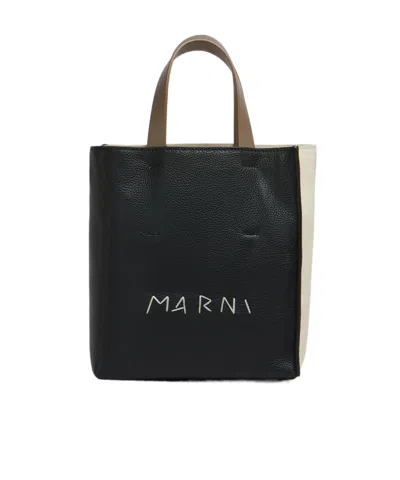 Marni Contrasting Tote Bag In Black