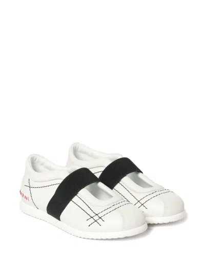Marni Kids' Contrast-stitch Elasticated-strap Sneakers In Neutral