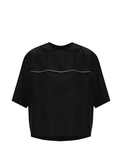 Marni Contrast-stitch Silk T-shirt In Black