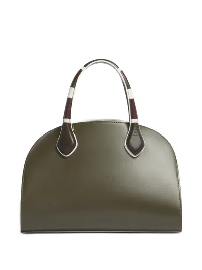 Marni Contrast-trim Leather Mini Bag In Green