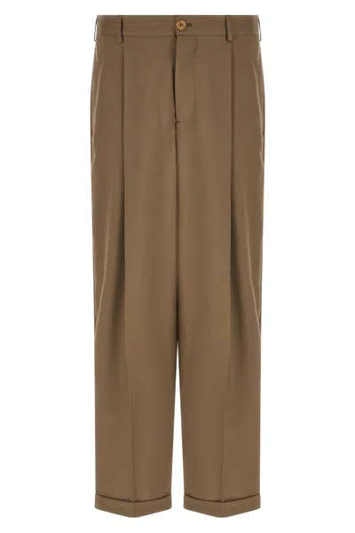 Marni Wool Trousers Belt Loops Pleats Cuffed Hem In Brown