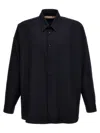 Marni Logo-patch Virgin-wool Shirt In Blue