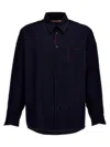 Marni Cool Wool Shirt With Contrast Stitching Shirt And Blouse Black In Blue