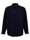 Marni Cool Wool Shirt With Contrast Stitching Shirt And Blouse Black In Black