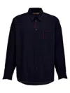 Marni Cool Wool Shirt With Contrast Stitching Shirt And Blouse Black In Black