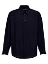 Marni Cool Wool Shirt With Contrast Stitching Shirt And Blouse Black In Multicolor