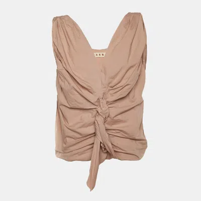 Pre-owned Marni Coral Pink Cotton Ruched Sleeveless Top M