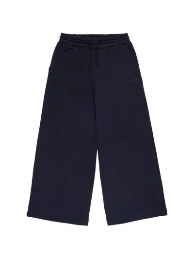 Marni Kids' Core Wide Leg Sports Pants In Blue
