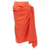 Marni Cotton Asymmetric Drape Pencil Midi Skirt In Orange
