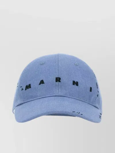 Marni Cotton Baseball Hat Curved Peak In Blue