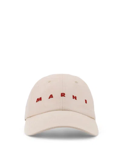 Marni Cotton Baseball Hat In White