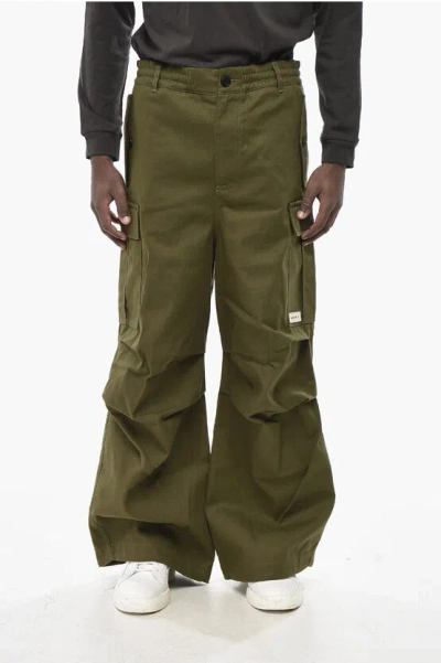 Marni Cotton-blend Cargo Pants With Elastic Waist In Green