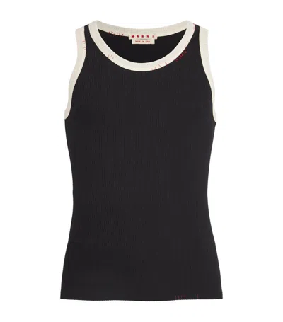 Marni Ribbed Jersey Tank Top In Black