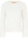 Marni Crew Neck Cotton Blend Sweater In White