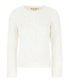 Marni Crew Neck Cotton Blend Sweater In White