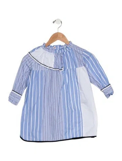 Pre-owned Marni Babies' Cotton Blue And White Patterned Long Sleeve Casual Dress