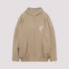 Marni Hooded Jacket With Embroidered Detail And Elasticated Hem In Brown