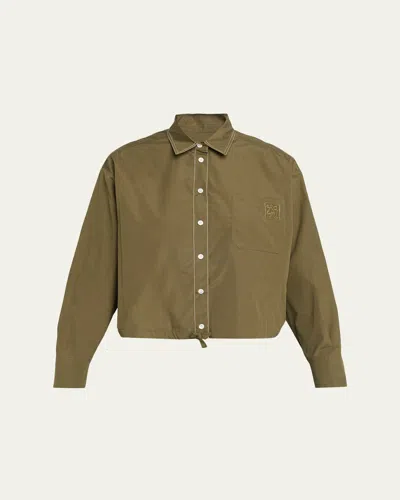 Marni Cotton Boxy Fit Button-down Shirt In Green