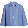 Marni Short Three-quarter Sleeve Cotton Jacket In Periwinkle