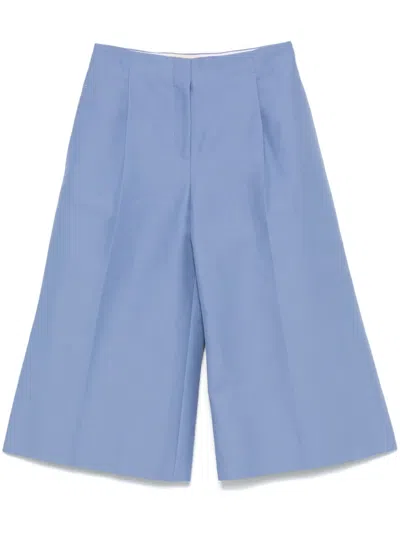 Marni Cotton Cady Trousers In Blue