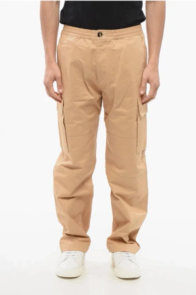 Marni Cotton Cargo Pants With Elastic Waistband In Beige