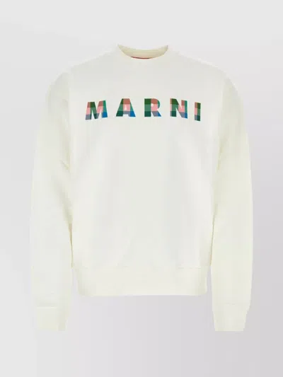 Marni Cotton Crew Neck Sweatshirt In White