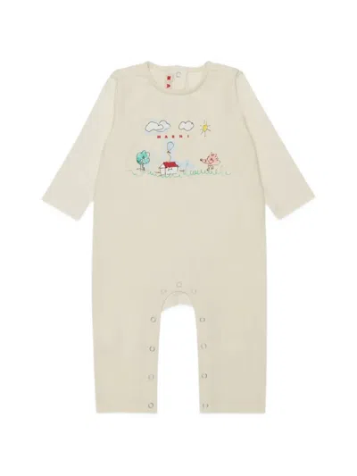 Marni Babies' Cotton Crew-neck Romper In Multi