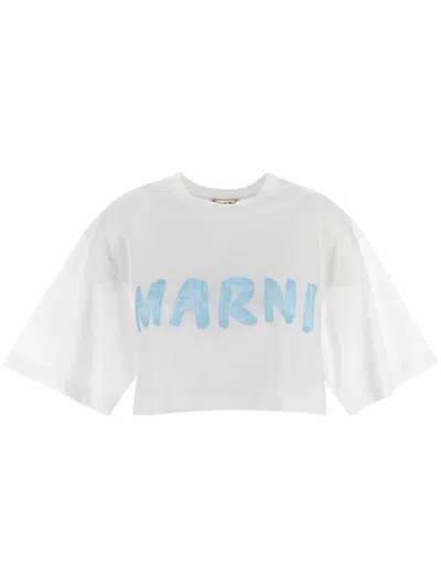 Marni Cotton Cropped T-shirt In White