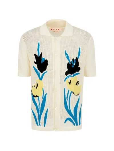Marni Cotton Floral Cardigan In Multi